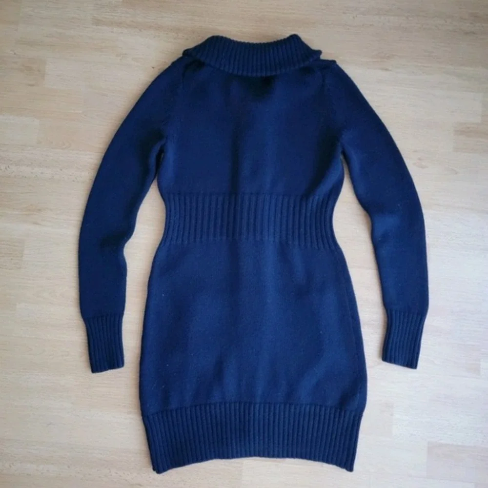 Banana Republic Womens Navy‎ Blue 100% Merino Wool Longline Cardigan Sweater XS